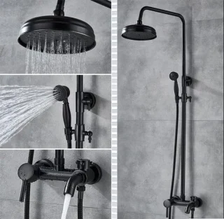 Regendoucheset 20 cm Zwart