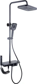 Regendoucheset 30 cm zwart thermostaatkraan