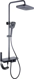 Regendoucheset 30 cm zwart thermostaatkraan