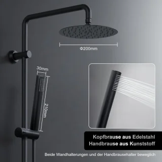 Regendoucheset 92 cm douchestang ronde bovenhoofddouche