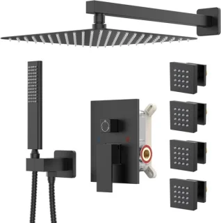 Regendoucheset Douchekraan 30 cm Mat Zwart
