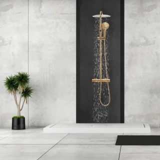 Regendoucheset Goud 25 cm met Thermostaatkraan