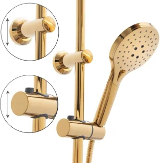 Regendoucheset Goud 25 cm met Thermostaatkraan
