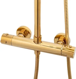 Regendoucheset Goud 25 cm met Thermostaatkraan