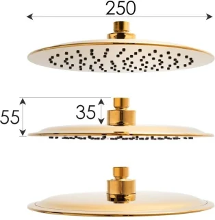Regendoucheset Goud 25 cm met Thermostaatkraan