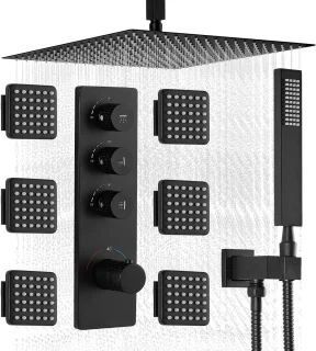 Regendoucheset Inbouwdouchesysteem 40 cm Matzwart