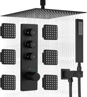 Regendoucheset Inbouwdouchesysteem 40 cm Matzwart