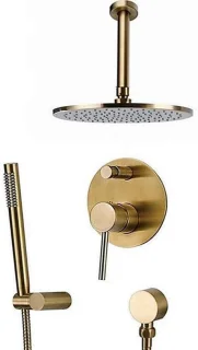 Regendoucheset messing geborsteld goudkleurig