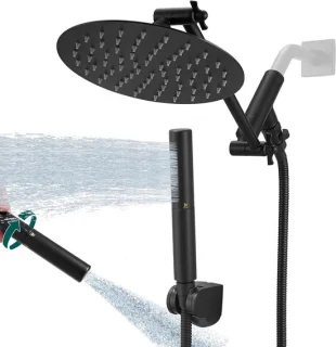 Regendoucheset met handdouche 8 inch mat zwart
