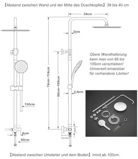 Regendoucheset met handdouche en douchestang