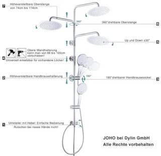 Regendoucheset met handdouche en douchestang