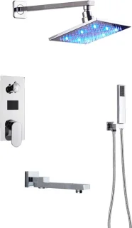 Regendoucheset met LED 12 inch chroom