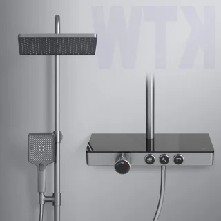 Regendoucheset met thermostaat 45 cm mat antraciet