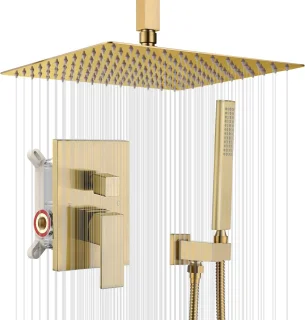 Regendoucheset Plafondmontage 305 cm Champagne Brons
