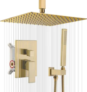 Regendoucheset Plafondmontage 305 cm Champagne Brons