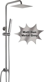Regendoucheset RVS 20x20 cm Gunmetal Grijs