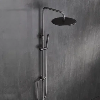 Regendoucheset RVS met douchekop 20 cm en verstelbare stang - gunmetal grijs
