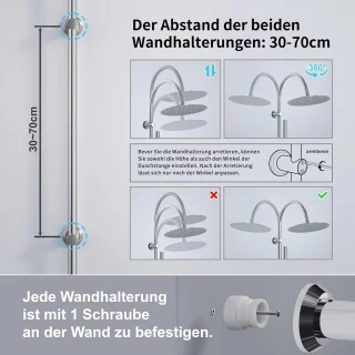 Regendoucheset RVS Ø30 cm met stang