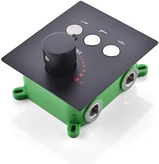 Regendoucheset thermostatisch met baduitloop 10 inch mat zwart