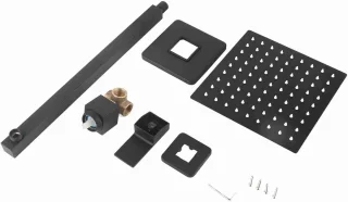 Regendoucheset vierkant messing wandmontage zwart mat