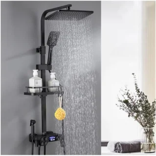 Regendoucheset wanddouche zwart