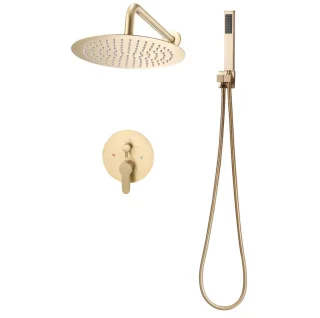 Regendoucheset Wandgemonteerd 25,4 cm Geborsteld Goud