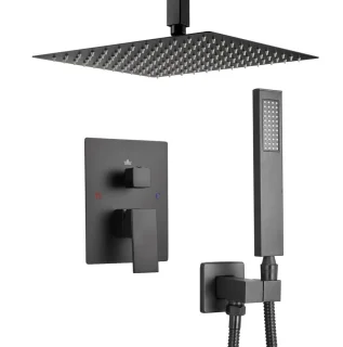 Regendoucheset Wandgemonteerd 30,5 cm Vierkant Mat Zwart