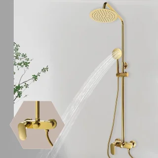 Regendoucheset Wandmontage 20x20 cm Geborsteld Goud