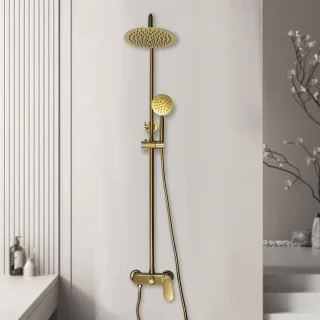 Regendoucheset Wandmontage 20x20 cm Geborsteld Goud