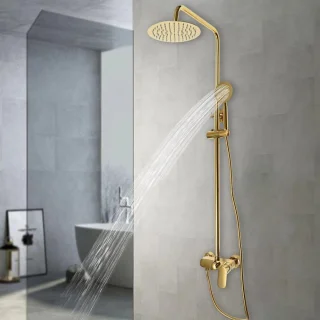Regendoucheset Wandmontage 20x20 cm Geborsteld Goud