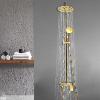 Regendoucheset Wandmontage 20x20 cm Geborsteld Goud