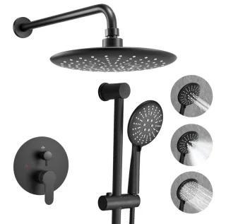 Regendoucheset Wandmontage 23 cm Mat Zwart