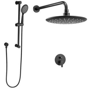 Regendoucheset Wandmontage 23 cm Mat Zwart