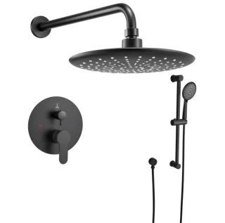 Regendoucheset Wandmontage 23 cm Mat Zwart