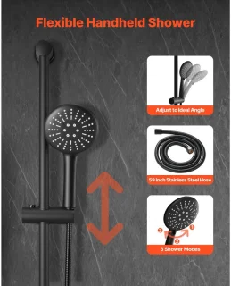 Regendoucheset Wandmontage 23 cm Mat Zwart