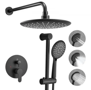 Regendoucheset Wandmontage 23 cm Mat Zwart