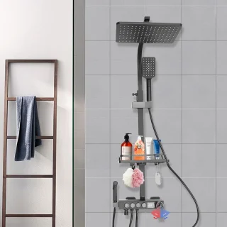 Regendoucheset wandmontage 85-120 cm zwart