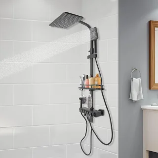 Regendoucheset wandmontage 85-120 cm zwart