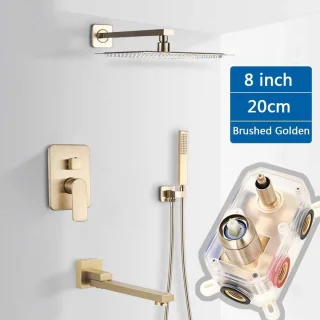 Regendoucheset Wandmontage Geborsteld Goud