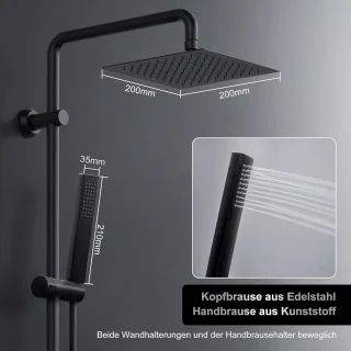 Regendoucheset Zwart RVS
