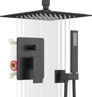 Regendouchesysteem 10 inch Mat Zwart