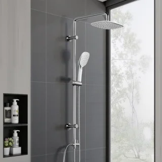 Regendouchesysteem met douchestang en handdouche