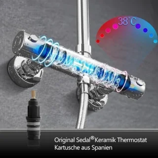 Regendouchesysteem met thermostaatkraan en handdouche