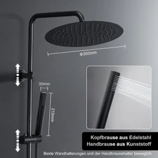 Regendouchesysteem - Zwart RVS