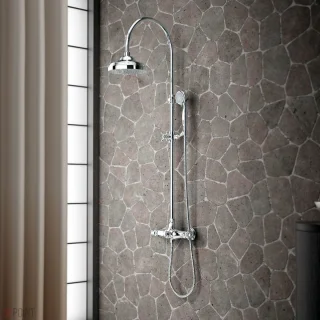 Retro 1866 regendoucheset chroom thermostaatkraan