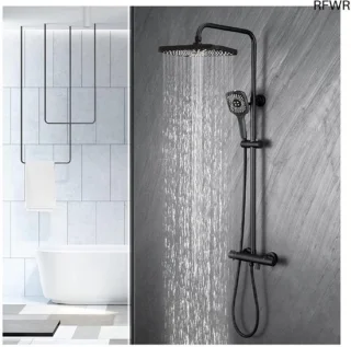 RFWR® douchezuil met thermostaat en handdouche – zwart