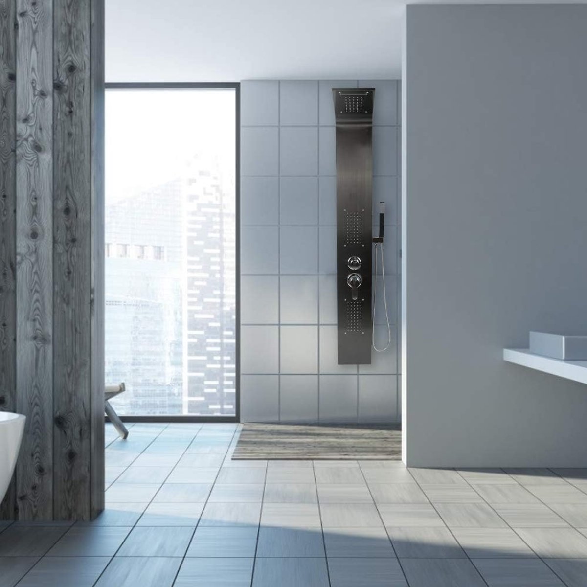 RFWR® Hydromassage Douchepaneel Roestvrij Staal Wandmontage