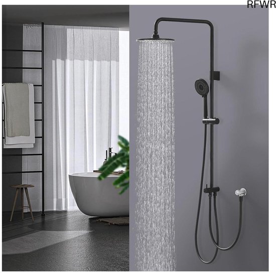 RFWR Regendouche en Handdouche Set Mat Zwart Roestvrij Staal review