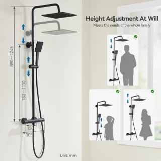 RFWR® Regendouche Set met Thermostaatkraan en Handdouche