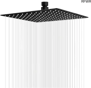 RFWR® Regendouchekop 12 inch Vierkant Zwart
